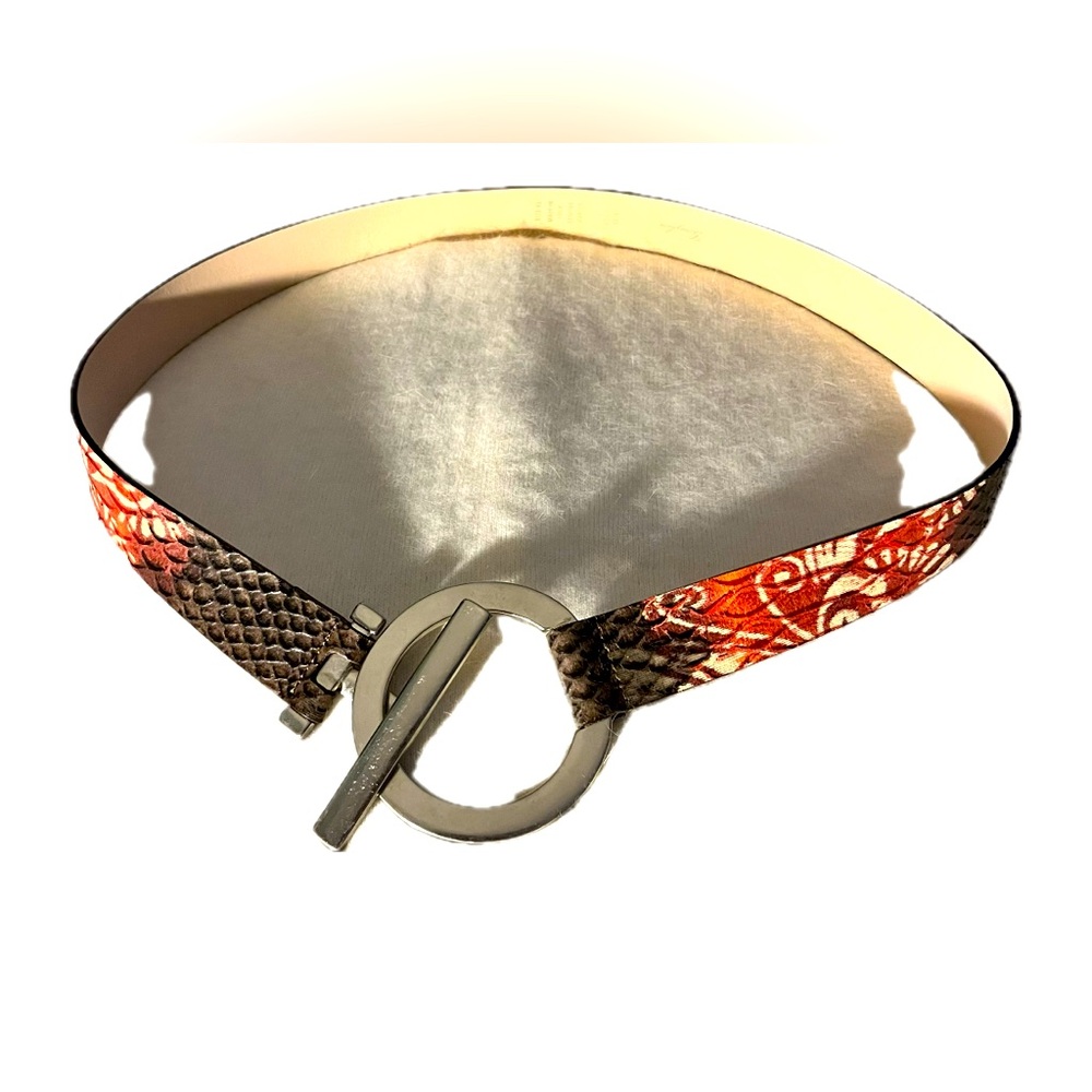 Garuglieri Earth Tones leather embossed snakeskin,Italian, silver tone buckle XL - Picture 5 of 9